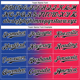 Custom Royal Black Red-White Gradient Line Bomber Full-Snap Varsity Letterman Hoodie Jacket