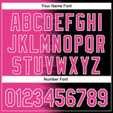 Custom Pink Black-White Gradient Line Bomber Full-Snap Varsity Letterman Hoodie Jacket