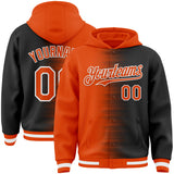 Custom Orange Black-White Gradient Line Bomber Full-Snap Varsity Letterman Hoodie Jacket