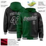 Custom Green Black-White Gradient Line Bomber Full-Snap Varsity Letterman Hoodie Jacket