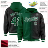 Custom Kelly Green Black-White Gradient Line Bomber Full-Snap Varsity Letterman Hoodie Jacket