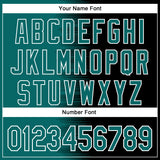 Custom Teal Black-White Gradient Line Bomber Full-Snap Varsity Letterman Hoodie Jacket