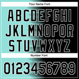 Custom Ice Blue Black-White Gradient Line Bomber Full-Snap Varsity Letterman Hoodie Jacket