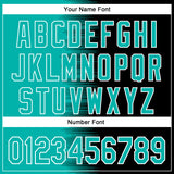 Custom Aqua Black-White Gradient Line Bomber Full-Snap Varsity Letterman Hoodie Jacket