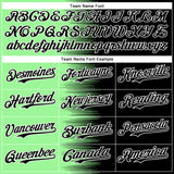 Custom Pea Green Black-White Gradient Line Bomber Full-Snap Varsity Letterman Hoodie Jacket