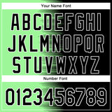 Custom Pea Green Black-White Gradient Line Bomber Full-Snap Varsity Letterman Hoodie Jacket