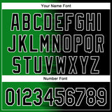 Custom Grass Green Black-White Gradient Line Bomber Full-Snap Varsity Letterman Hoodie Jacket