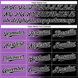 Custom Medium Purple Black-White Gradient Line Bomber Full-Snap Varsity Letterman Hoodie Jacket