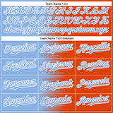 Custom Light Blue Orange-White Gradient Line Bomber Full-Snap Varsity Letterman Hoodie Jacket