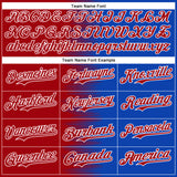 Custom Red Thunder Blue-White Gradient Line Bomber Full-Snap Varsity Letterman Hoodie Jacket