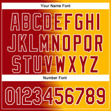 Custom Red Gold-White Gradient Line Bomber Full-Snap Varsity Letterman Hoodie Jacket