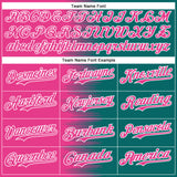 Custom Pink Teal-White Gradient Line Bomber Full-Snap Varsity Letterman Hoodie Jacket