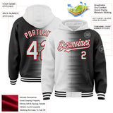 Custom White Black-Red Gradient Line Bomber Full-Snap Varsity Letterman Hoodie Jacket