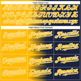 Custom Gold Navy-White Gradient Line Bomber Full-Snap Varsity Letterman Hoodie Jacket