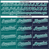 Custom Teal Navy-White Gradient Line Bomber Full-Snap Varsity Letterman Hoodie Jacket