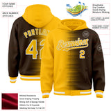 Custom Gold Brown-White Gradient Line Bomber Full-Snap Varsity Letterman Hoodie Jacket