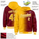 Custom Gold Crimson-White Gradient Line Bomber Full-Snap Varsity Letterman Hoodie Jacket