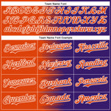 Custom Orange Purple-White Gradient Line Bomber Full-Snap Varsity Letterman Hoodie Jacket