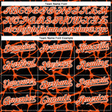 Custom Black Orange-White Abstract Network 3D Pattern Design Bomber Full-Snap Varsity Letterman Hoodie Jacket