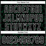 Custom Black Green-White Abstract Network 3D Pattern Design Bomber Full-Snap Varsity Letterman Hoodie Jacket