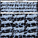 Custom Black Light Blue-White Abstract Network 3D Pattern Design Bomber Full-Snap Varsity Letterman Hoodie Jacket