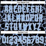 Custom Black Light Blue-White Abstract Network 3D Pattern Design Bomber Full-Snap Varsity Letterman Hoodie Jacket