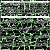 Custom Black Pea Green-White Abstract Network 3D Pattern Design Bomber Full-Snap Varsity Letterman Hoodie Jacket