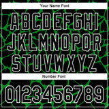 Custom Black Grass Green-White Abstract Network 3D Pattern Design Bomber Full-Snap Varsity Letterman Hoodie Jacket