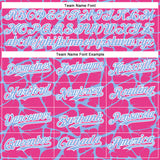 Custom Pink Light Blue-White Abstract Network 3D Pattern Design Bomber Full-Snap Varsity Letterman Hoodie Jacket