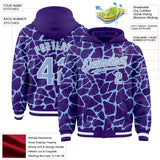 Custom Purple Light Blue-White Abstract Network 3D Pattern Design Bomber Full-Snap Varsity Letterman Hoodie Jacket
