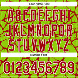 Custom Neon Green Red-White Abstract Network 3D Pattern Design Bomber Full-Snap Varsity Letterman Hoodie Jacket