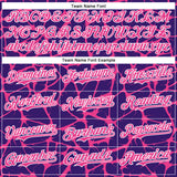 Custom Purple Pink-White Abstract Network 3D Pattern Design Bomber Full-Snap Varsity Letterman Hoodie Jacket