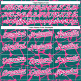 Custom Teal Pink-White Abstract Network 3D Pattern Design Bomber Full-Snap Varsity Letterman Hoodie Jacket