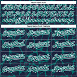 Custom Navy Teal-White Abstract Network 3D Pattern Design Bomber Full-Snap Varsity Letterman Hoodie Jacket