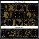 Custom Black Gray-Old Gold Curve Lines 3D Pattern Design Bomber Full-Snap Varsity Letterman Hoodie Jacket