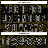 Custom Black Yellow-White Curve Lines 3D Pattern Design Bomber Full-Snap Varsity Letterman Hoodie Jacket