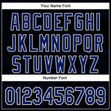 Custom Black Royal-White Curve Lines 3D Pattern Design Bomber Full-Snap Varsity Letterman Hoodie Jacket