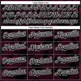 Custom Black Hot Pink-White Curve Lines 3D Pattern Design Bomber Full-Snap Varsity Letterman Hoodie Jacket