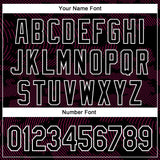 Custom Black Hot Pink-White Curve Lines 3D Pattern Design Bomber Full-Snap Varsity Letterman Hoodie Jacket