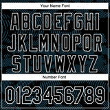 Custom Black Sky Blue-White Curve Lines 3D Pattern Design Bomber Full-Snap Varsity Letterman Hoodie Jacket