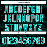 Custom Black Aqua-White Curve Lines 3D Pattern Design Bomber Full-Snap Varsity Letterman Hoodie Jacket