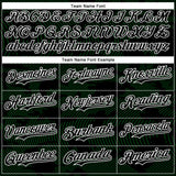 Custom Black Grass Green-White Curve Lines 3D Pattern Design Bomber Full-Snap Varsity Letterman Hoodie Jacket