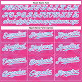 Custom Pink Light Blue-White Curve Lines 3D Pattern Design Bomber Full-Snap Varsity Letterman Hoodie Jacket