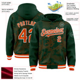 Custom Green Orange-White Curve Lines 3D Pattern Design Bomber Full-Snap Varsity Letterman Hoodie Jacket