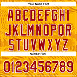 Custom Gold Red-White Curve Lines 3D Pattern Design Bomber Full-Snap Varsity Letterman Hoodie Jacket