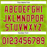 Custom Neon Green Red-White Curve Lines 3D Pattern Design Bomber Full-Snap Varsity Letterman Hoodie Jacket