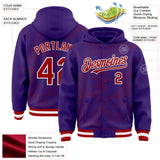 Custom Purple Red-White Curve Lines 3D Pattern Design Bomber Full-Snap Varsity Letterman Hoodie Jacket