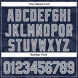 Custom Navy Gray-White Curve Lines 3D Pattern Design Bomber Full-Snap Varsity Letterman Hoodie Jacket