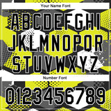 Custom Black Neon Yellow-White Geometric Shape 3D Pattern Design Bomber Full-Snap Varsity Letterman Hoodie Jacket