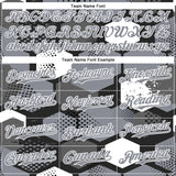 Custom Black Gray-White Geometric Shape 3D Pattern Design Bomber Full-Snap Varsity Letterman Hoodie Jacket